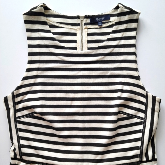 Madewell Black White Stripe Sleeveless A-Line Dress Size M - Picture 8 of 9